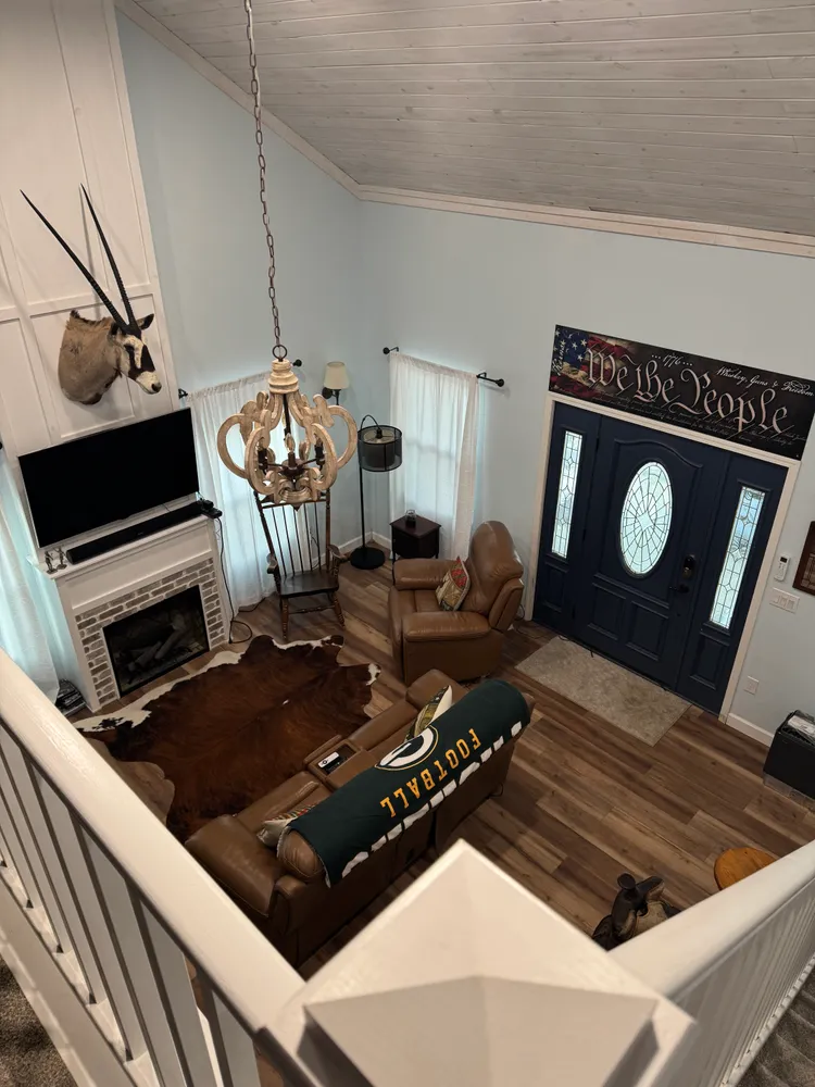 View from the loft into the lodge living room